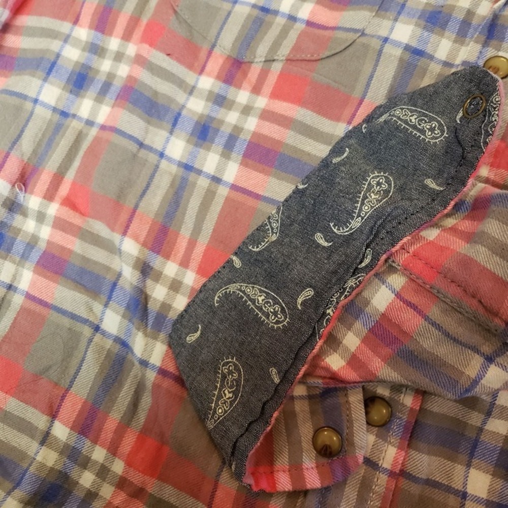 Jachs Girlfriend Flannel size Large pearl snap closure double pocket bandana pr - Picture 11 of 12